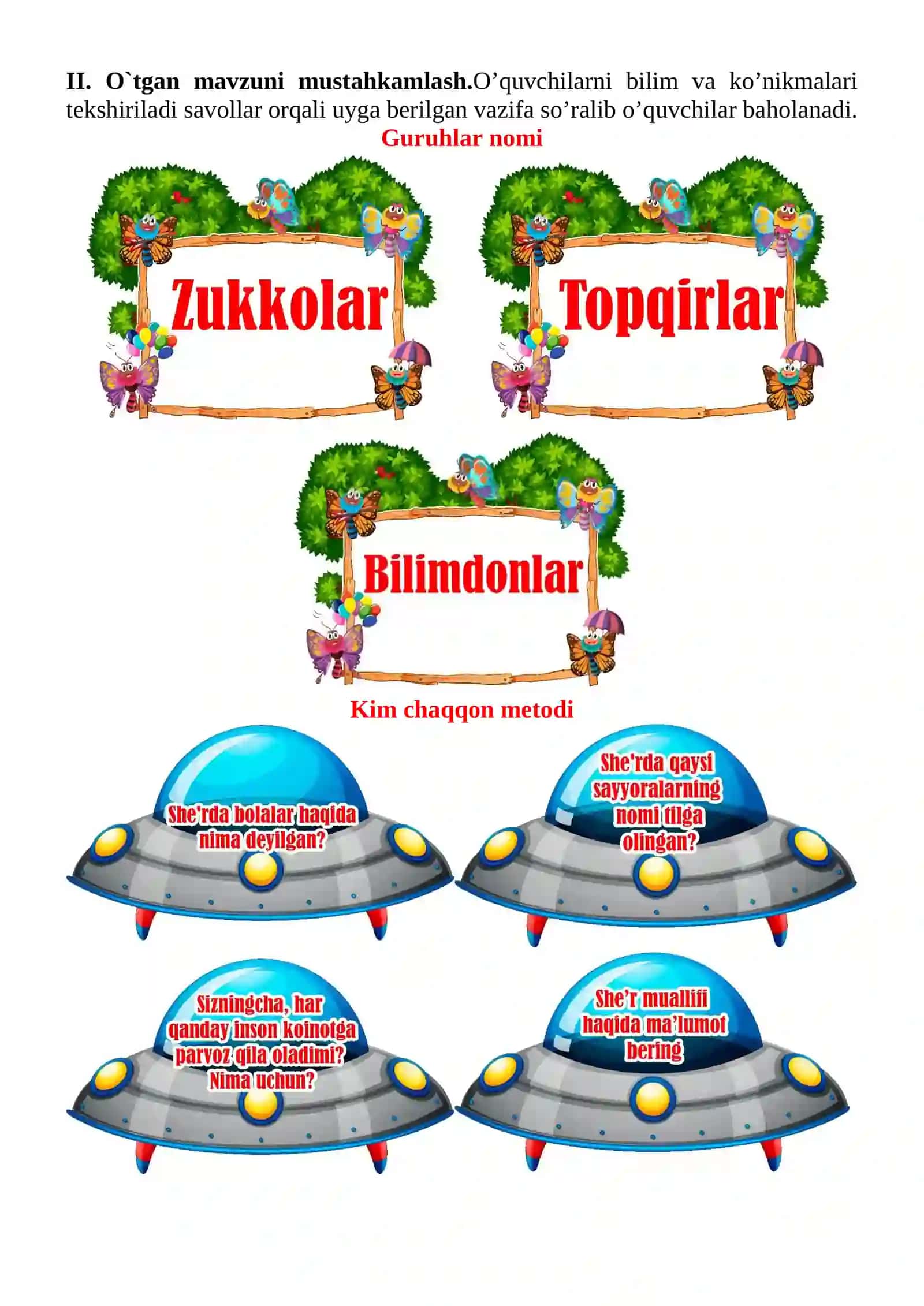 Zahiriddin Muhammad Bobur 1-sinf o'qish savodxonligi dars ishlanmasi 4