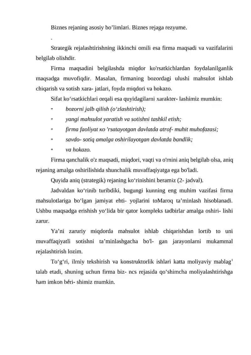 Biznes rejani ishlab chiqish tartibi 4