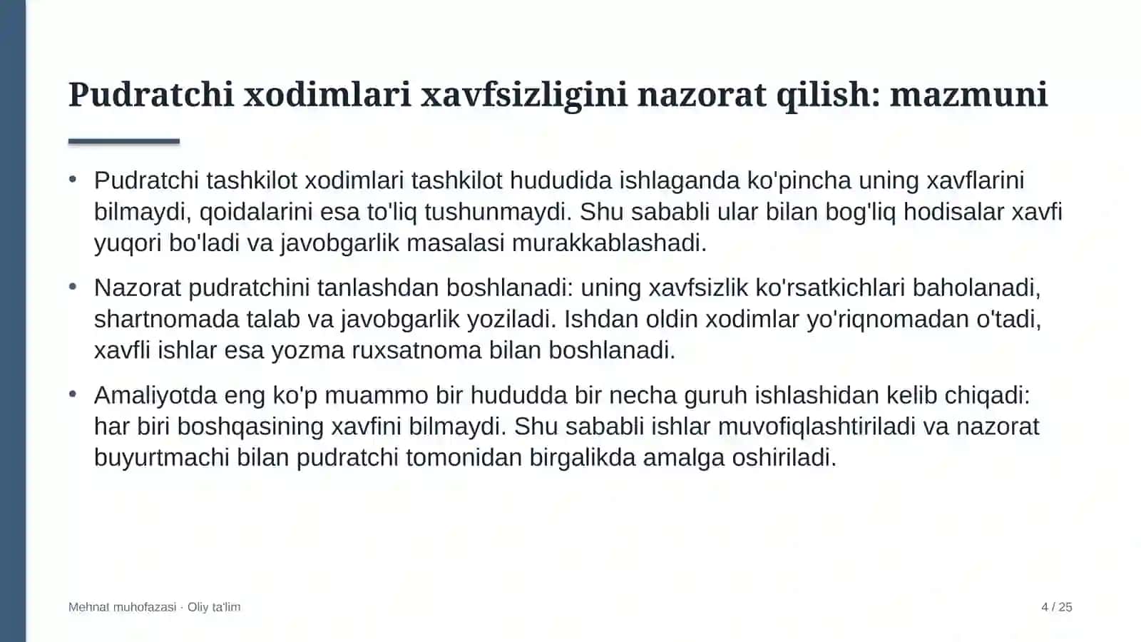 tug'ruq komplekslarida pudratchi tashkilotlar xodimlari xavfsizligini nazorat qilish 1679 4