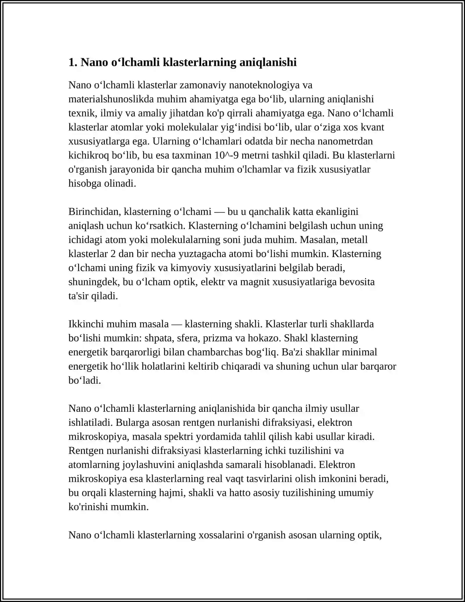 NANO OʻLCHAMLI KLASTERLAR VA KRISTALLAR 4