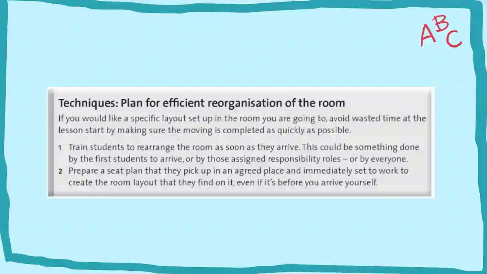 classrooms effectively, including agreements, wall space allocation, and storage space allocation 4