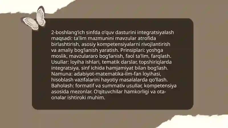 Boshlangʻich sinfda darslarini integratsiyalash 4