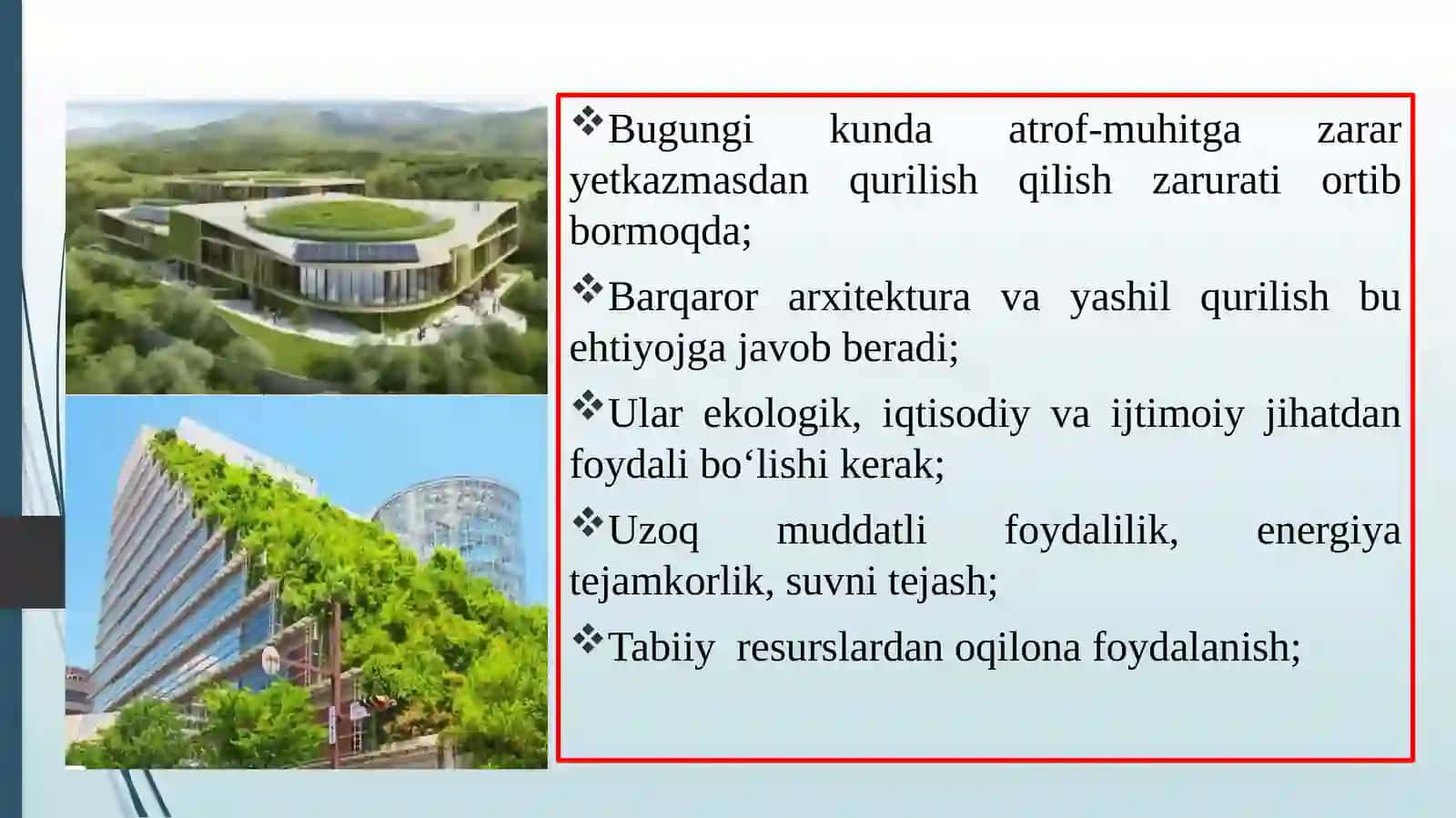 Yashilqurilish va ekologik arxitektura asoslari 4