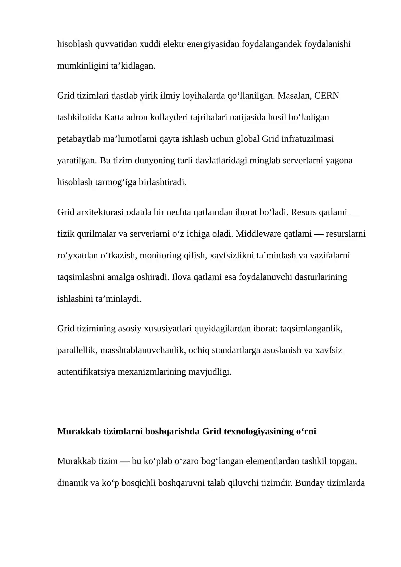 GRID TIZIMI VA MURAKKAB TARTIBNI BOSHQARISH 4