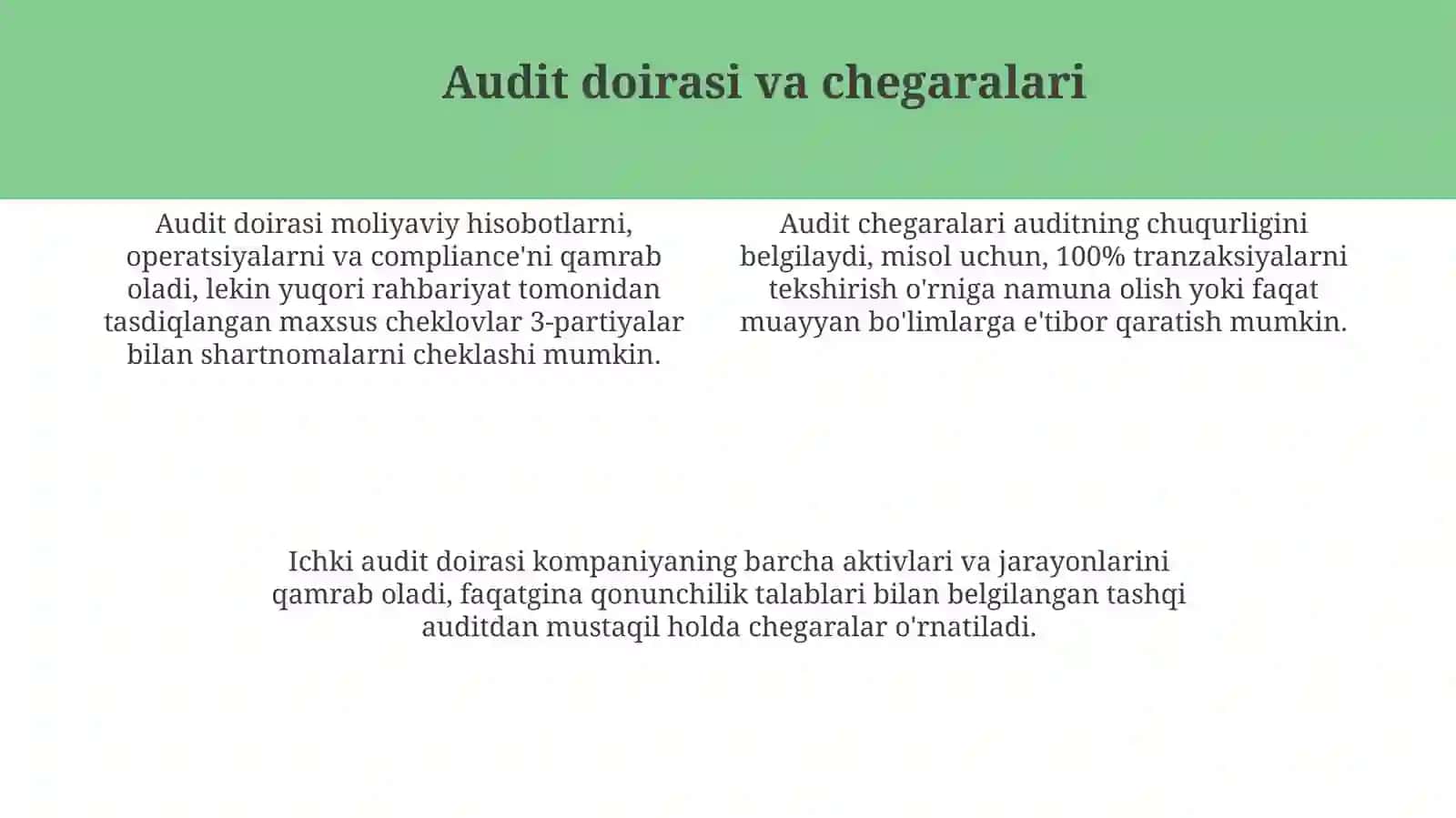 Ichki audit xizmatining ishini rejalashtirish 4