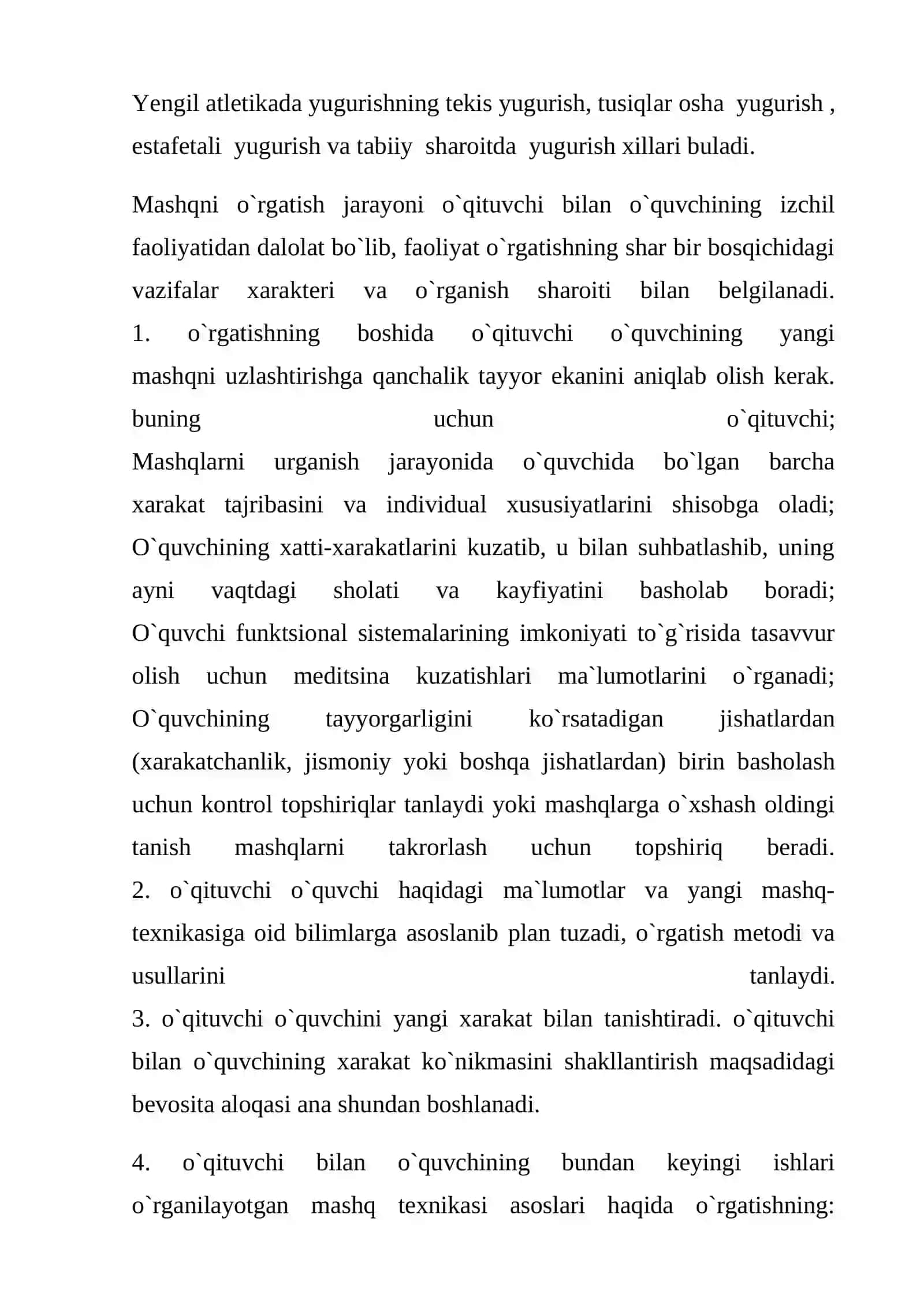 Yengil atletika yugurish yo’lkasi 4