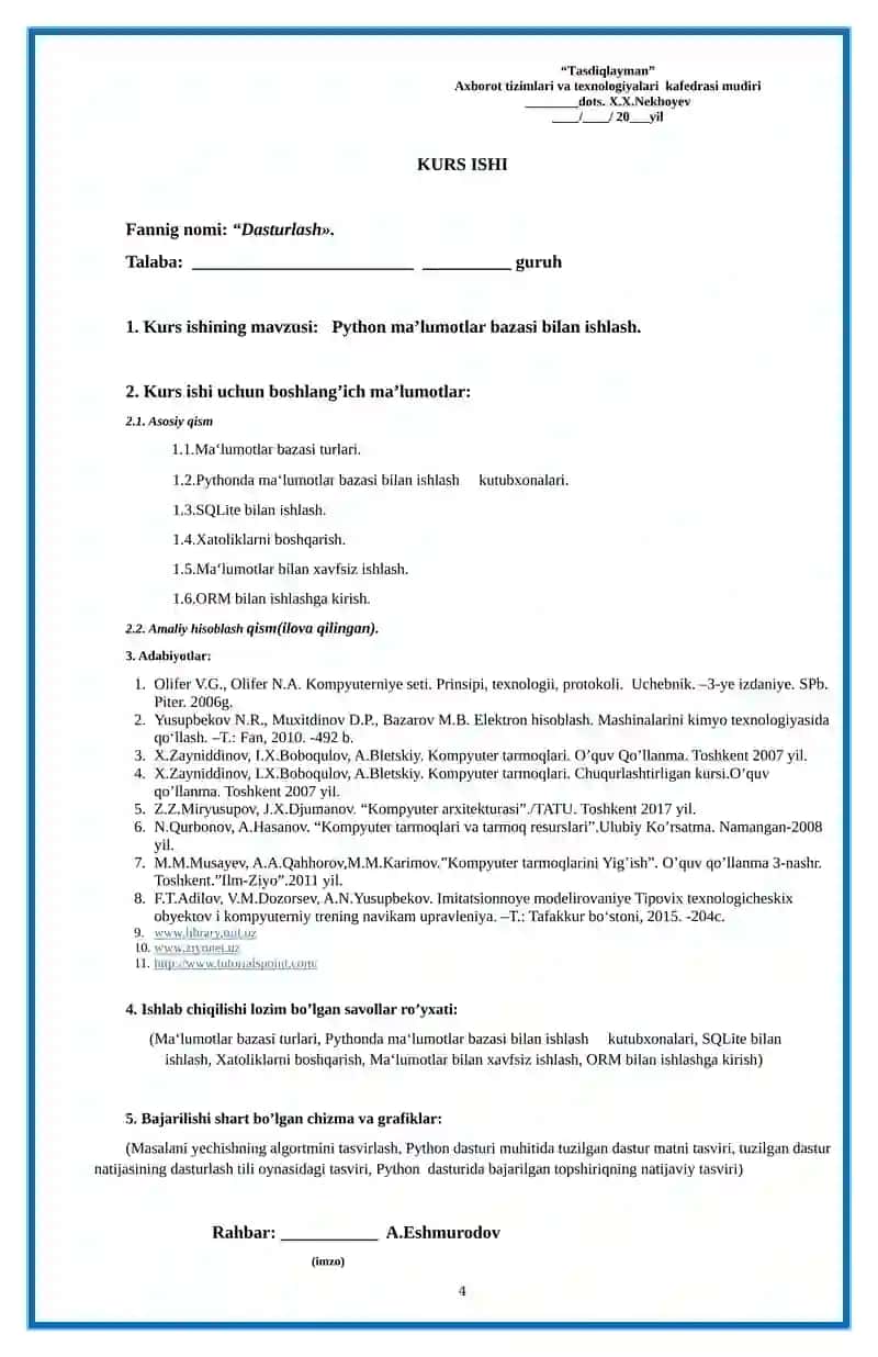 PYTHON MA’LUMOTLAR BAZASI BILAN ISHLASH 4