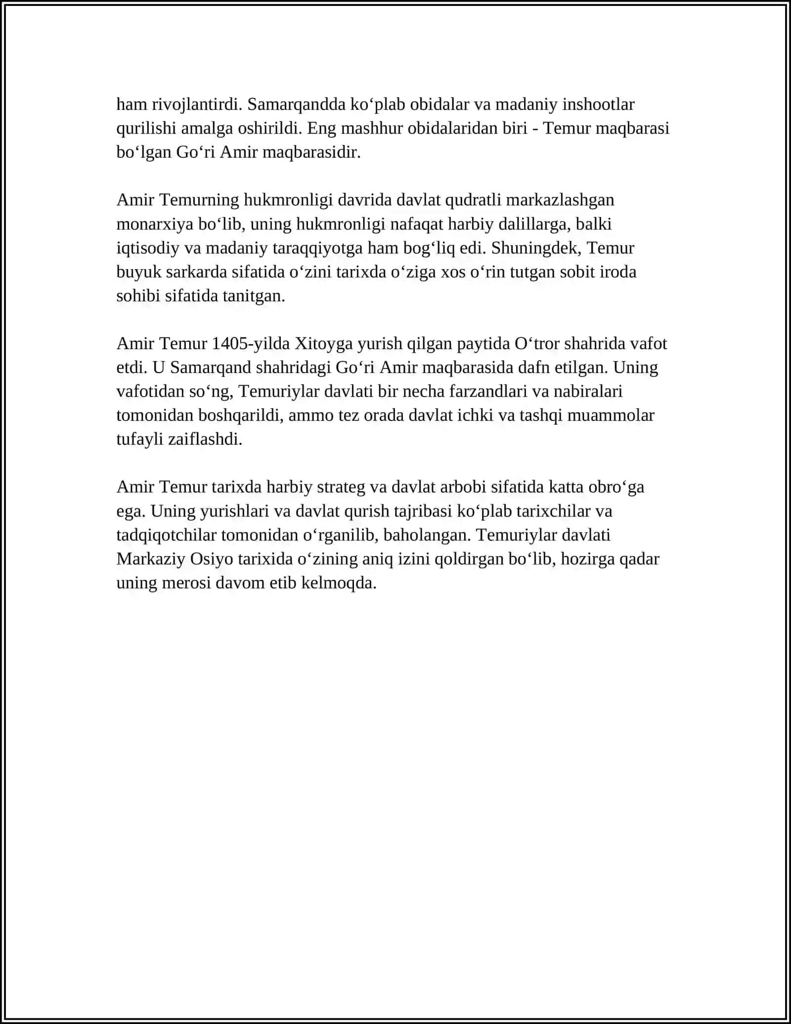 AMIR TEMUR BUYUK DAVLAT ARBOBI 4