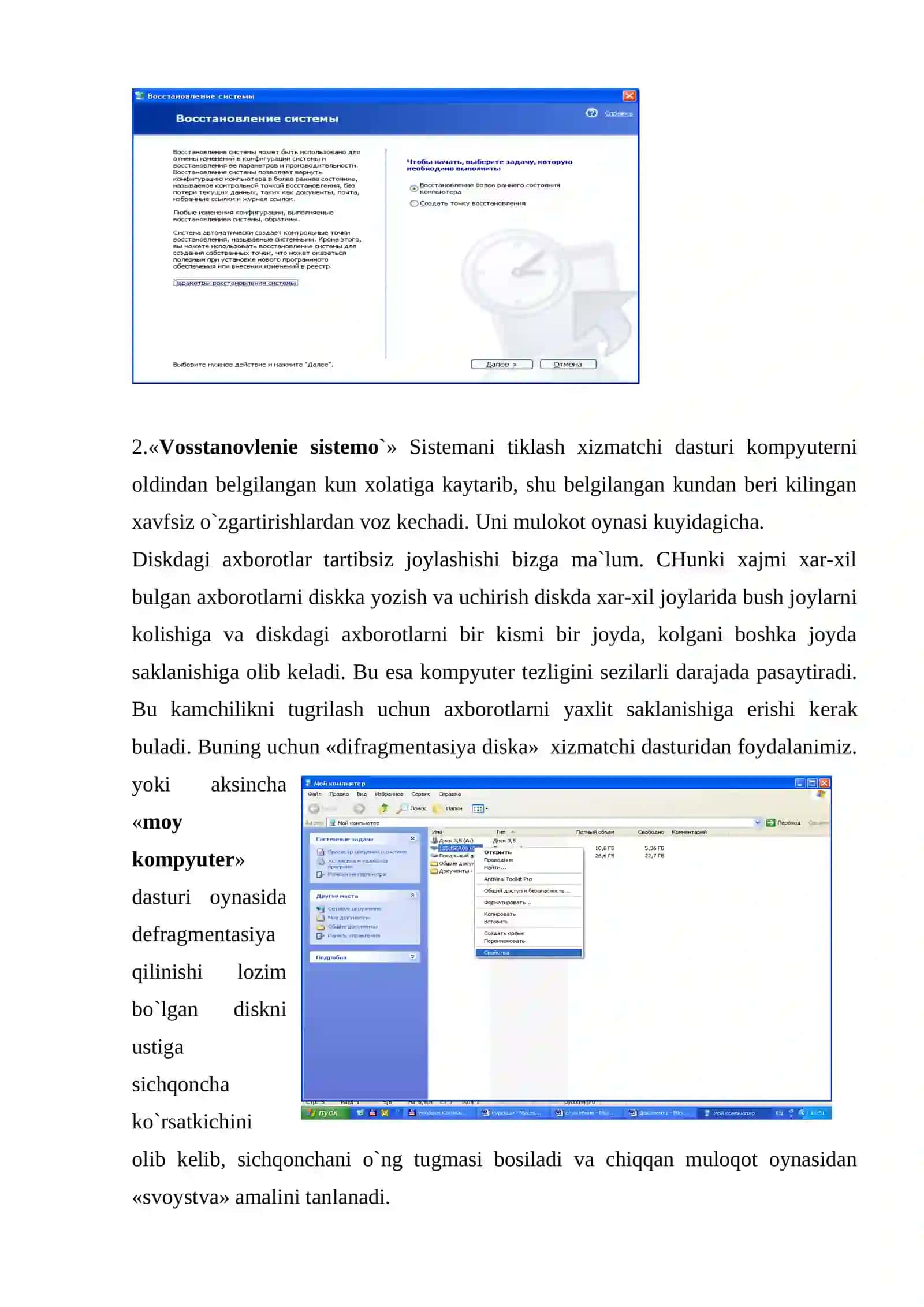 Windows opеrasion sistеmasini xizmatchi dasturlari 4