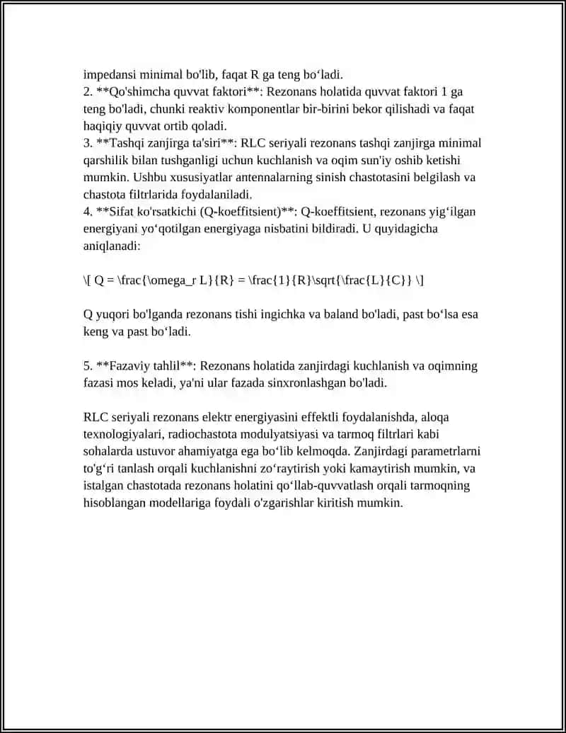 ELEKTR ZANJIRLARIDA REZONANSLAR 4