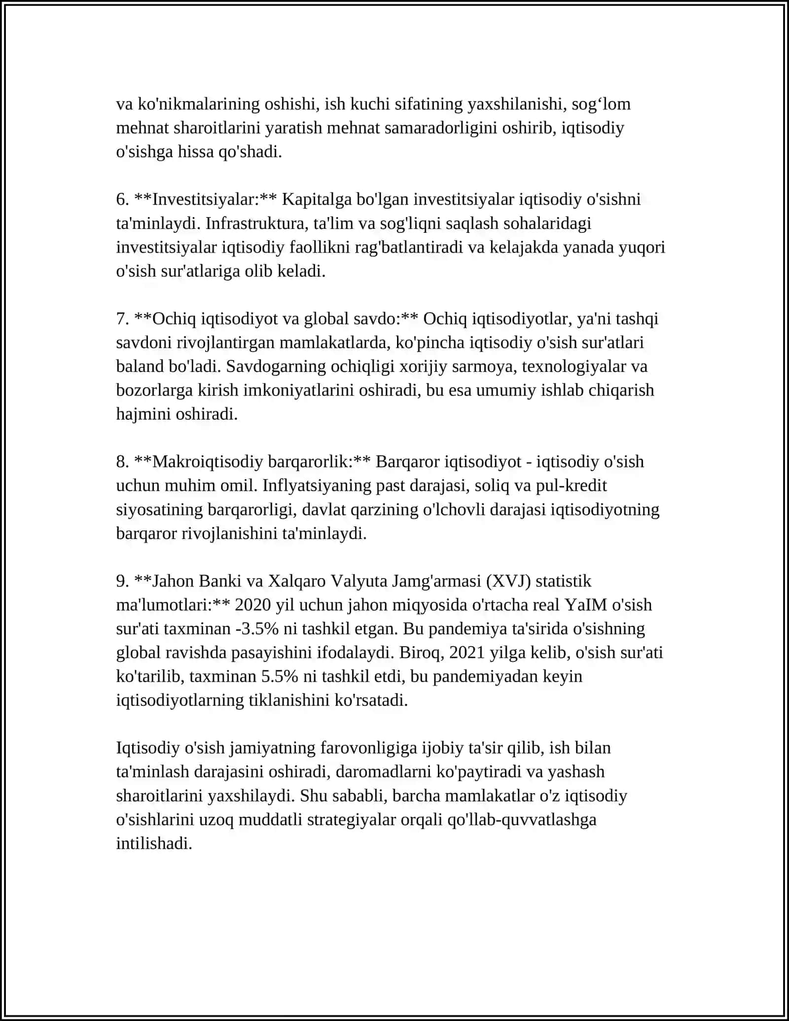 IQTISODIY O'SISH, UNING TURLARI VA HISOBLASH USULLARI 4