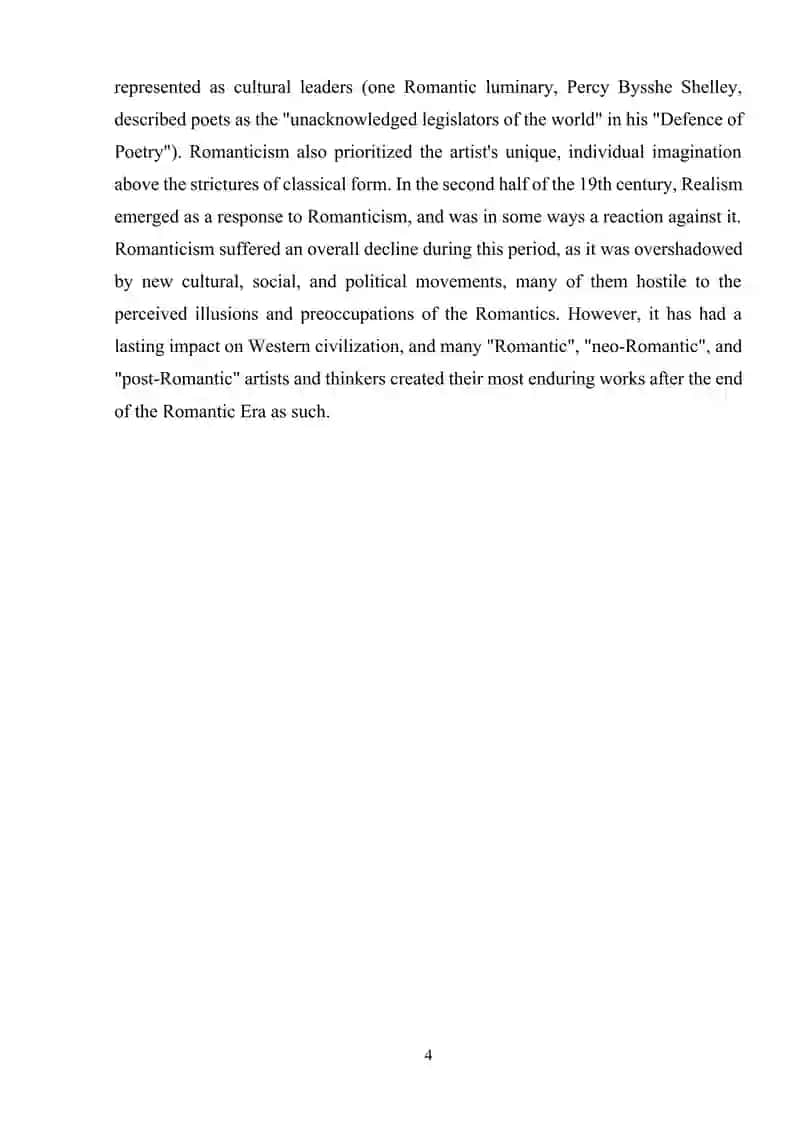 ENGLISH ROMANTICISM AND ITS DEVELOPMENT 4
