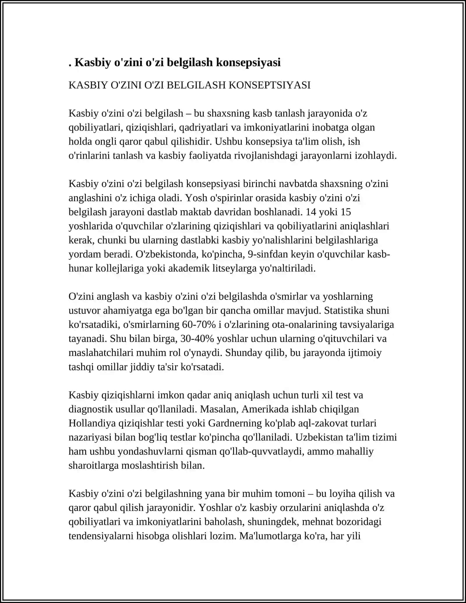 KASBIY O'ZINI O'ZI BELGILASH KONSEPTSIYASI 4