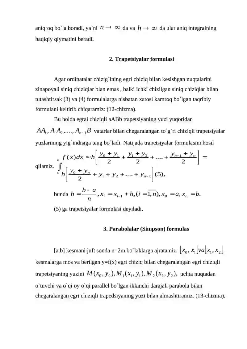 Taqribiy formulalar 4