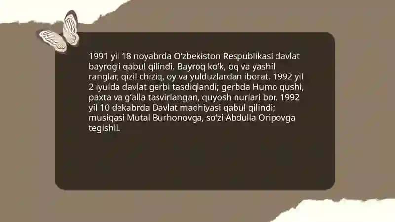 Yangi o'zbekiston tarixi. MUSTAQILLIKKA ERISHISH YILLARI 4
