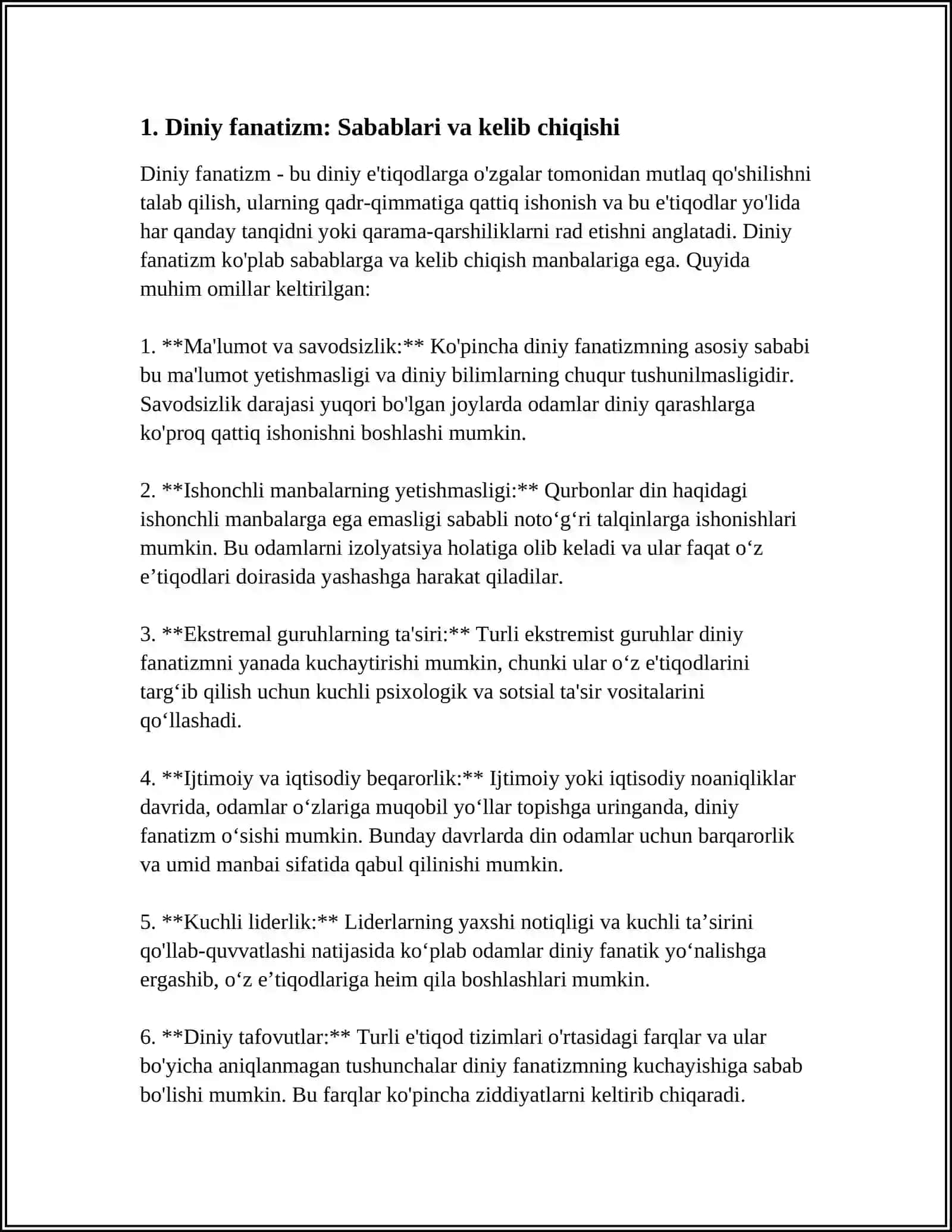 DINIY FANATIZM, EKSTREMIZM, FUNDAMENTALIZM TERRORIZMNING TARIXI VA ULARNING HOZIRGI DAVRDA XAVFSIZLIKKA TAHDIDI 4