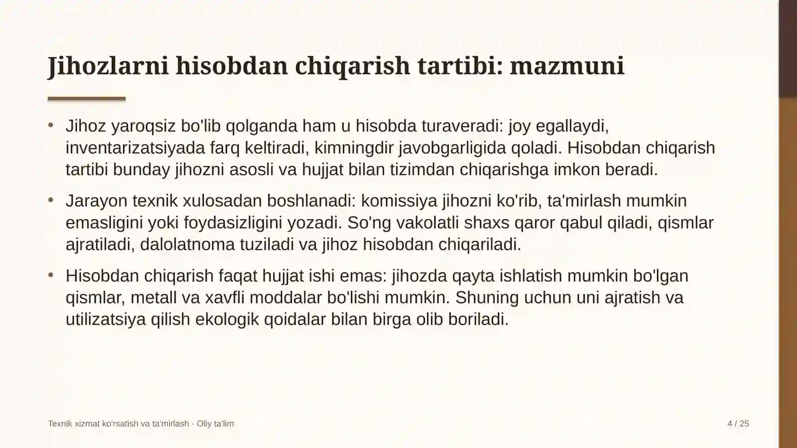 qo'ychilikda jihozlarni hisobdan chiqarish tartibi 2831 4