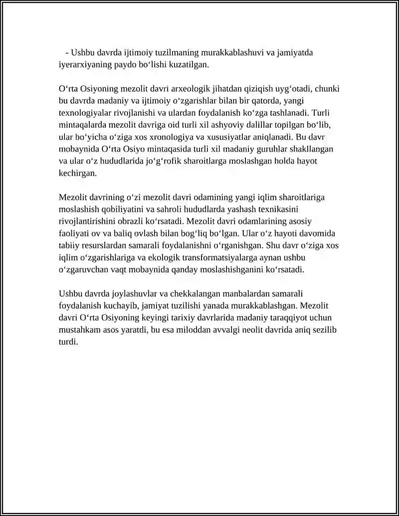 O'RTA OSIYONING MEZOLIT DAVRI MADANIYATLARI 4