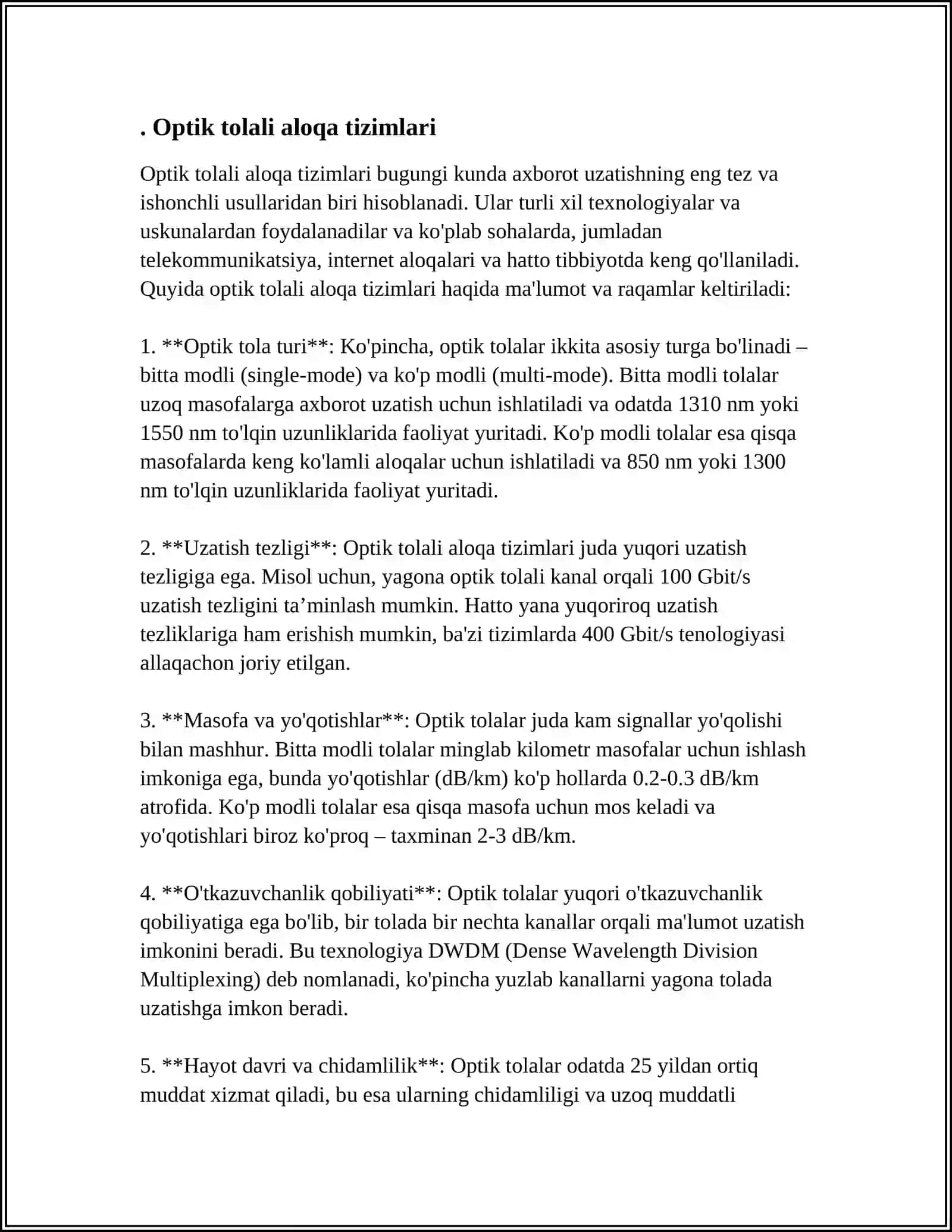 Optik Tolali Aloqa Tizimlari 4