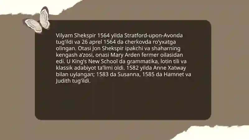 Vilyam Shekspir xayoti 4