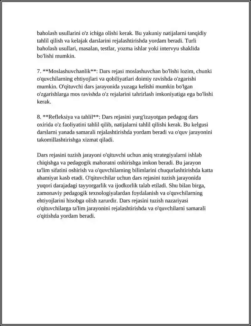 Dars Ishlanmasini Tuzish Metodikasi 4