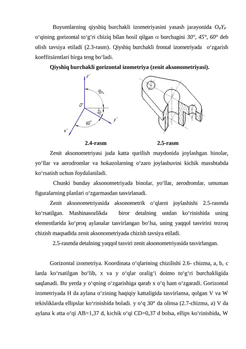 Qiyshiq burchakli aksonometrik proyeksiyalar va uning turlari 4