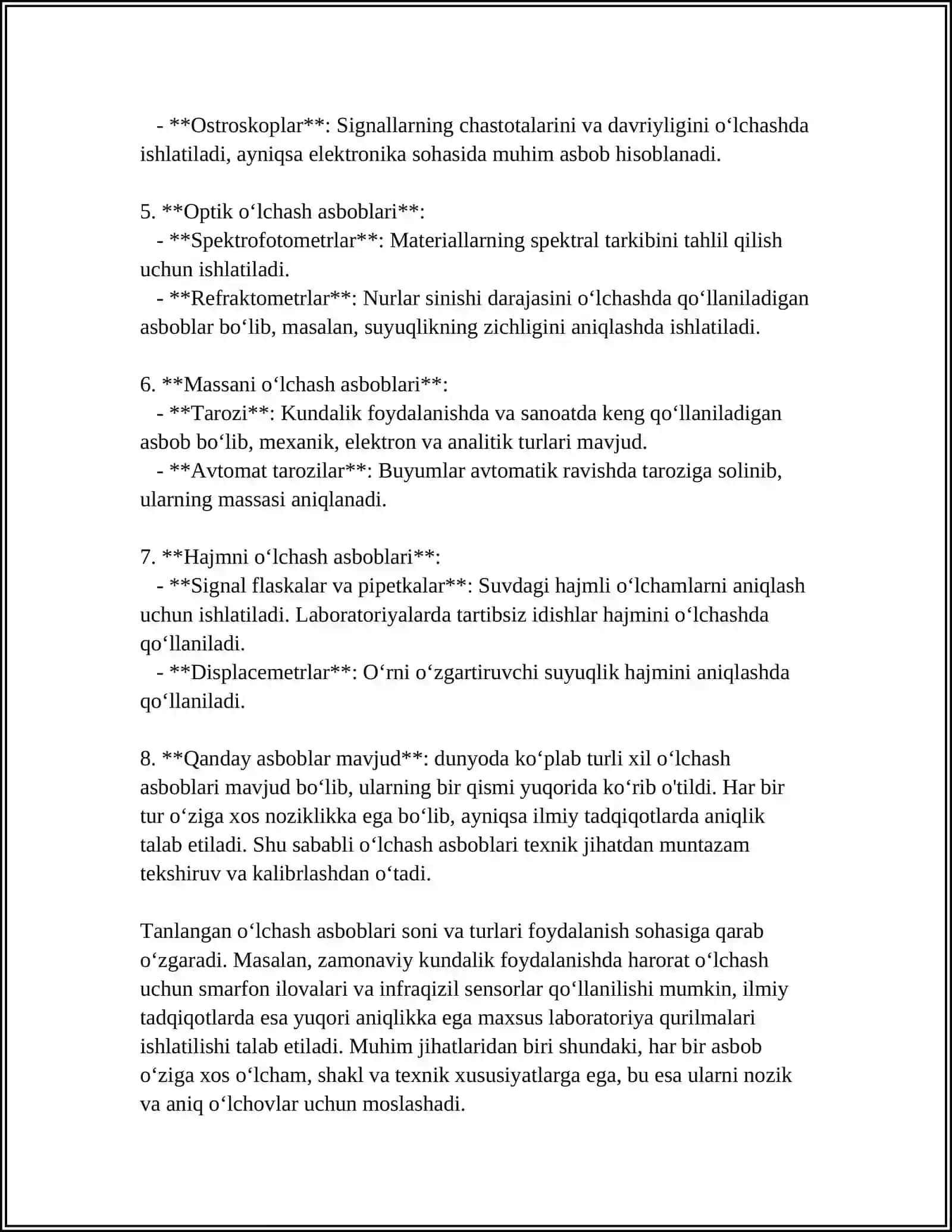 O‘lchash asboblarining tasnifi 4