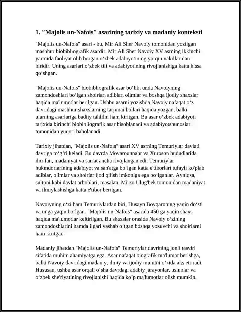 "MAJOLIS UN-NAFOIS"ASARINI ÕRGANISH,TAHLILINI YOZISH 4