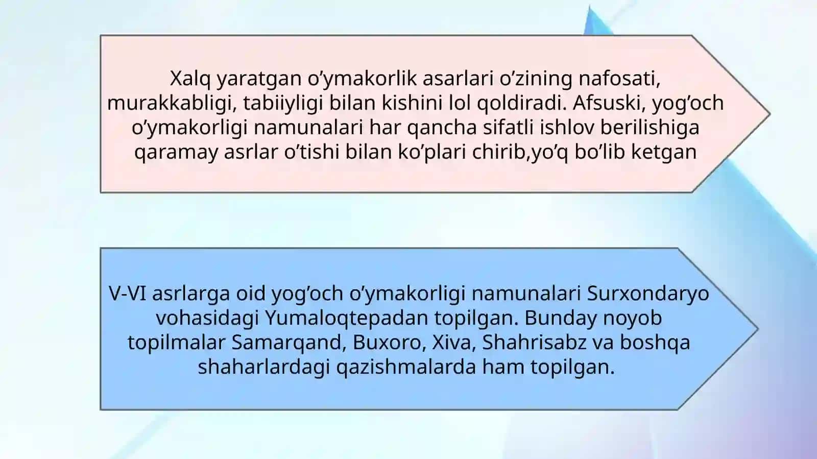 Markaziy Osiyoda qadimdan yog’och o’ymakorligining rivojlanishi 4