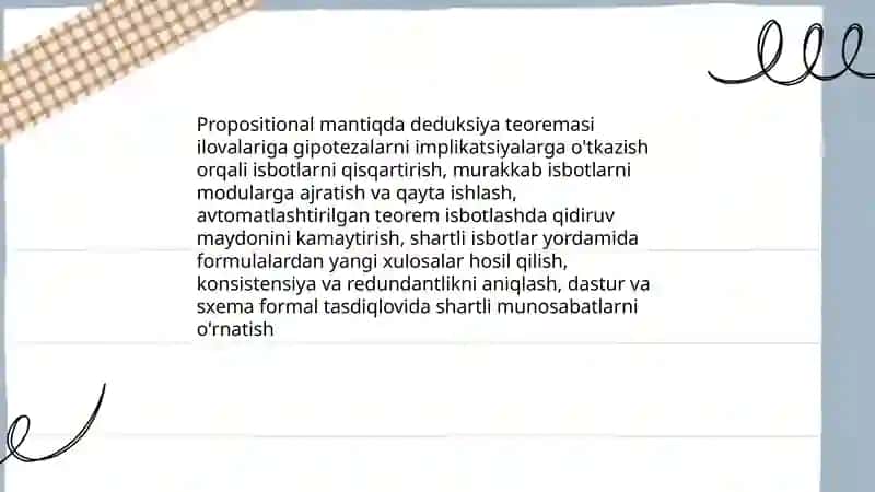 Deduksiya teoremasining tatbiqlari 4