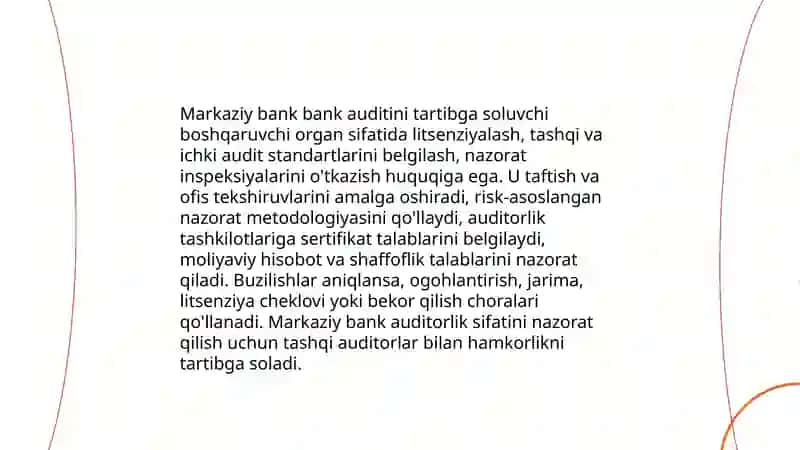 Oʻzbekiston bank auditining huquqiy-iqtisodiy asoslari va rivojlanishi 4