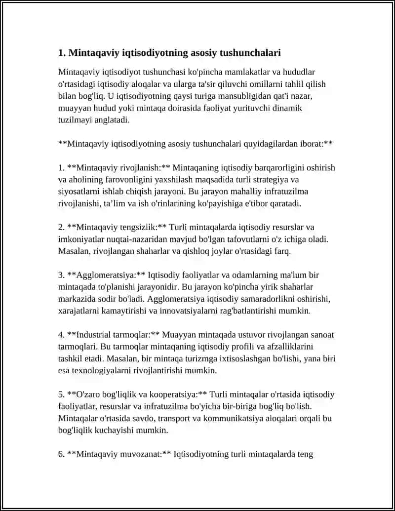 Mavzu: MINTAQAVIY IQTISODIYOT 4