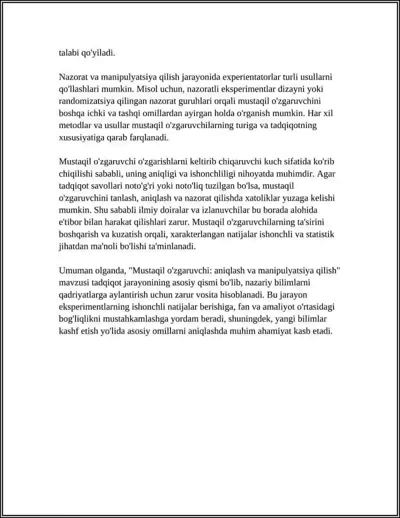 EKSPERIMENTAL ÕZGARUVCHILAR VA ULARNI NAZORAT QILISH 4