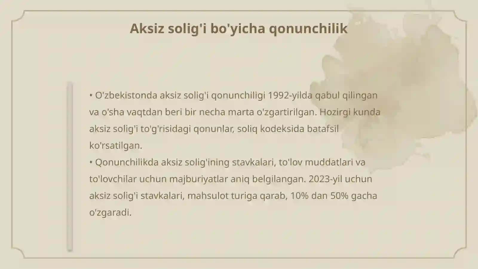 Aksiz solig'i va uning xususiyatlari 4