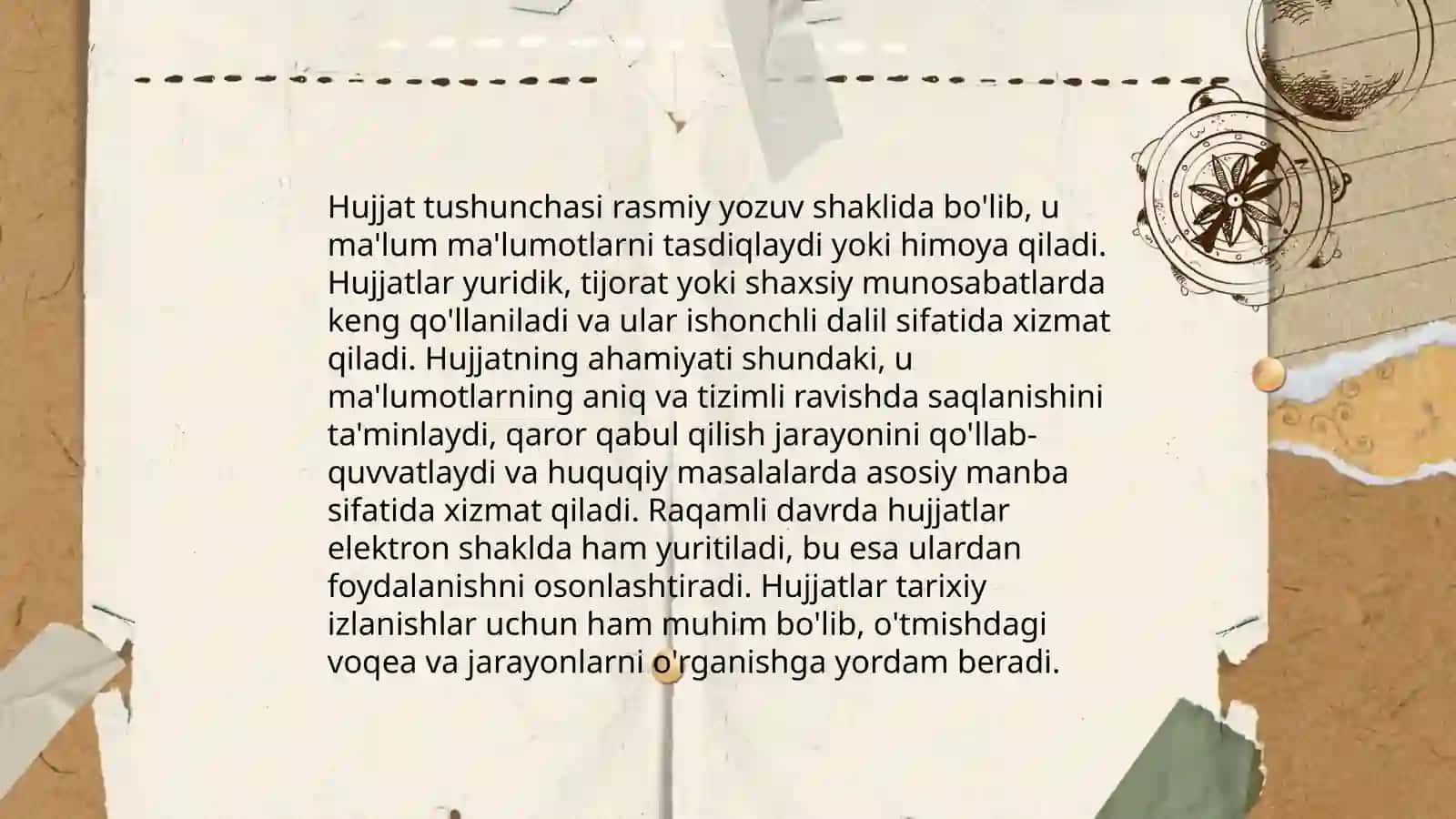Hujjatchilik tarixi.Hujjatlarning turlari 4