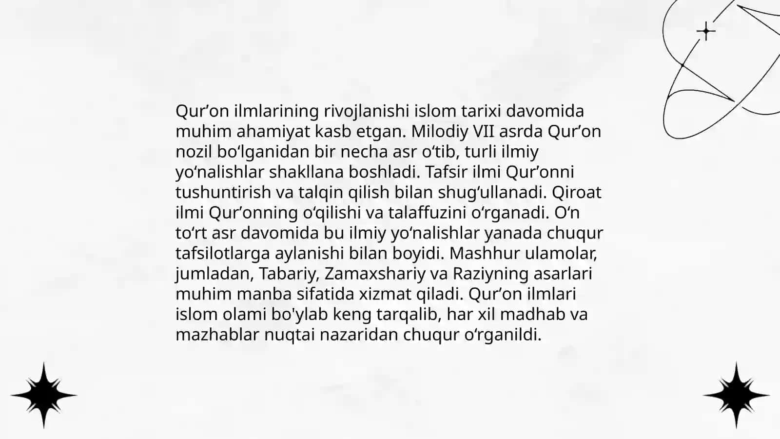 Qurʼon,hadis,fiqh aqida ilimlarining shakillanish tarixi 4