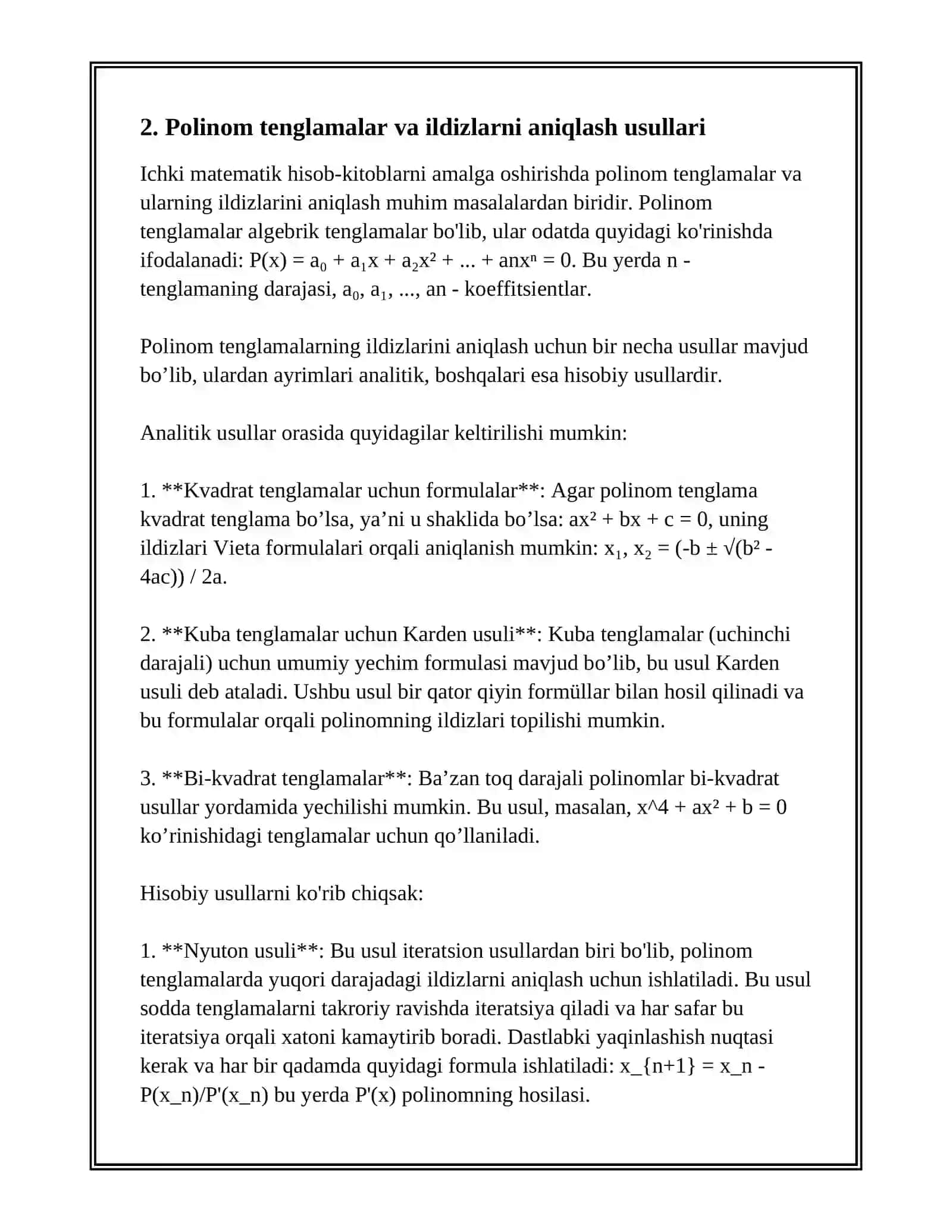 TENGLAMA VA TENGLAMALAR SISTEMASINI YECHISH 4