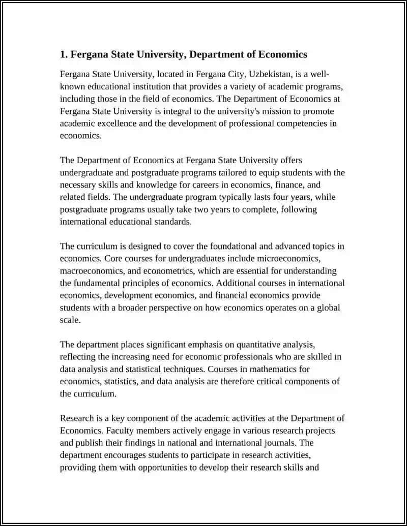 Fergana State University, Department of Economics 4