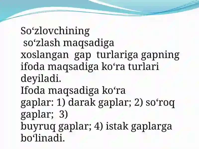 Gapning ifoda maqsadi ko'raturlari 4
