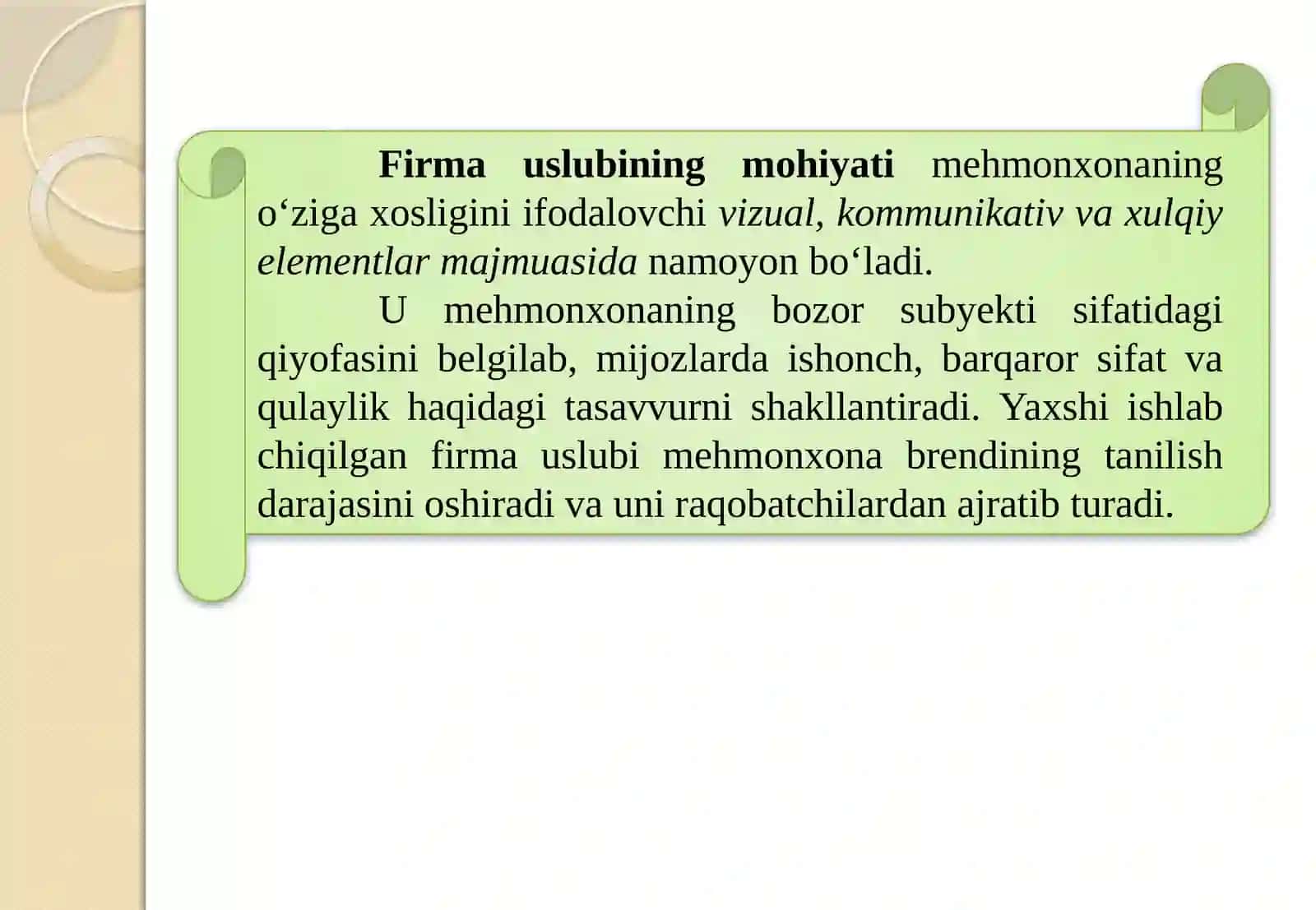 MEHMONXONANING FIRMA USLUBINI YARATISH 4