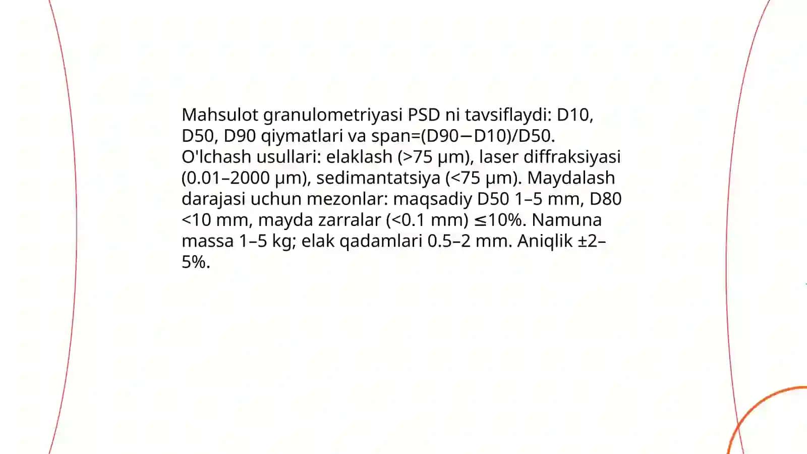 Maydalash saralash zavodi uchun maydalash darajasini aniqlash 4