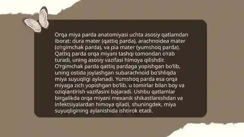 Bosh miya va orqa miyani urab turuvchi pardalar 4