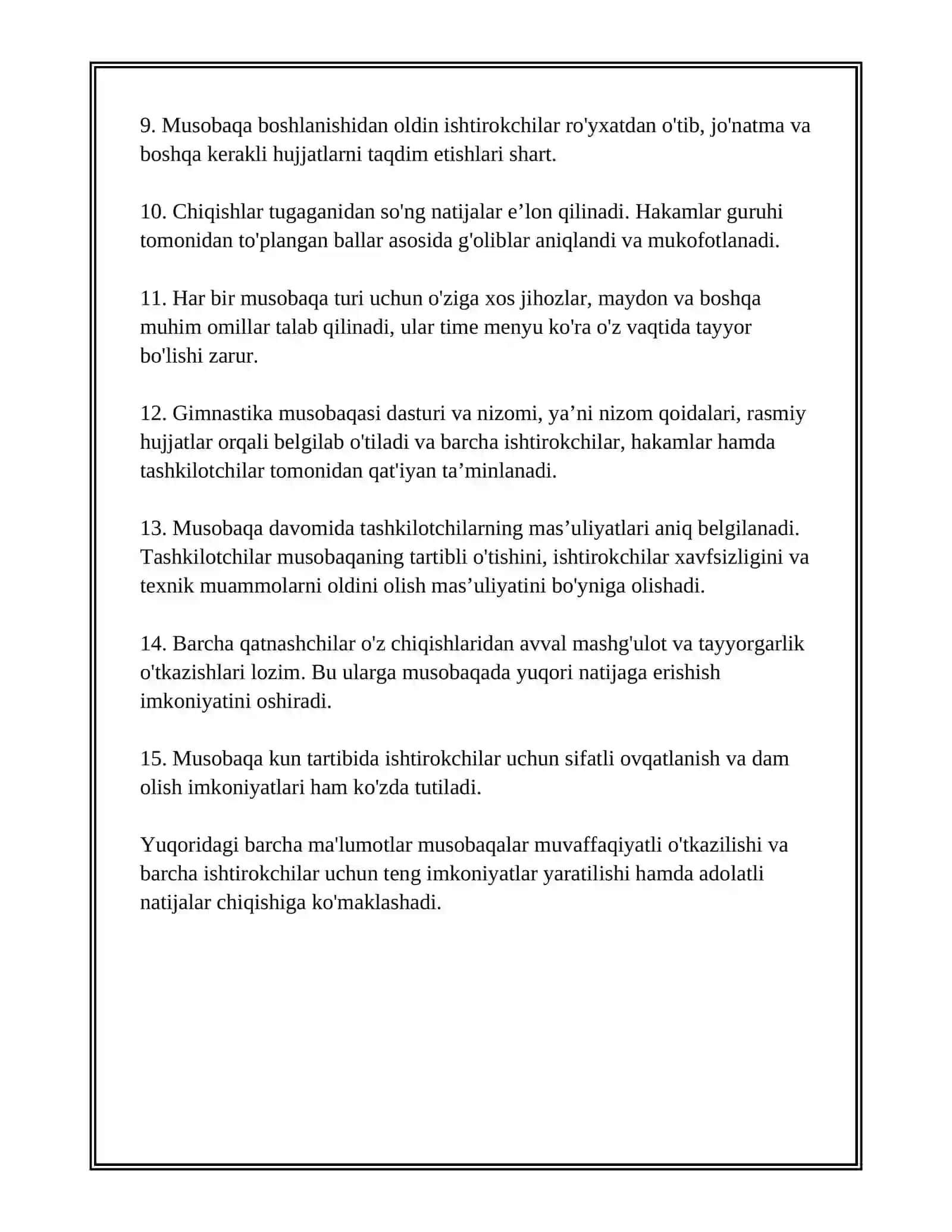 GIMNASTIKA MUSOBAQASINING DASTURI VA NIZOMI 4
