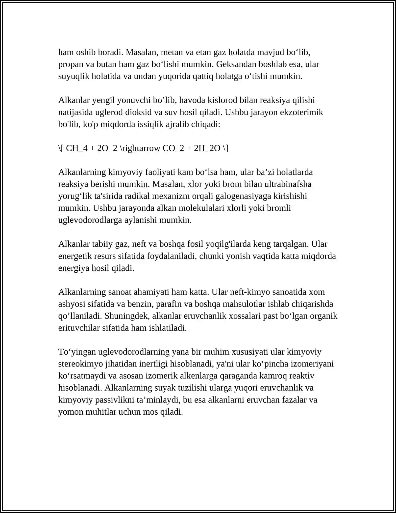 TOʻYINGAN UGLEVODORODLAR VA ULARNING SIKLIK ANALOGLARI 4
