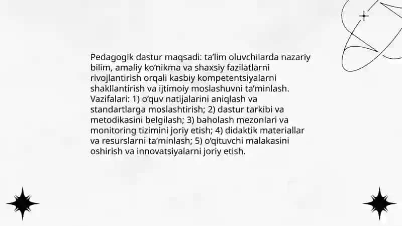 Pedagogik dasturlar yaratishga qo'qiladigan talablar 4