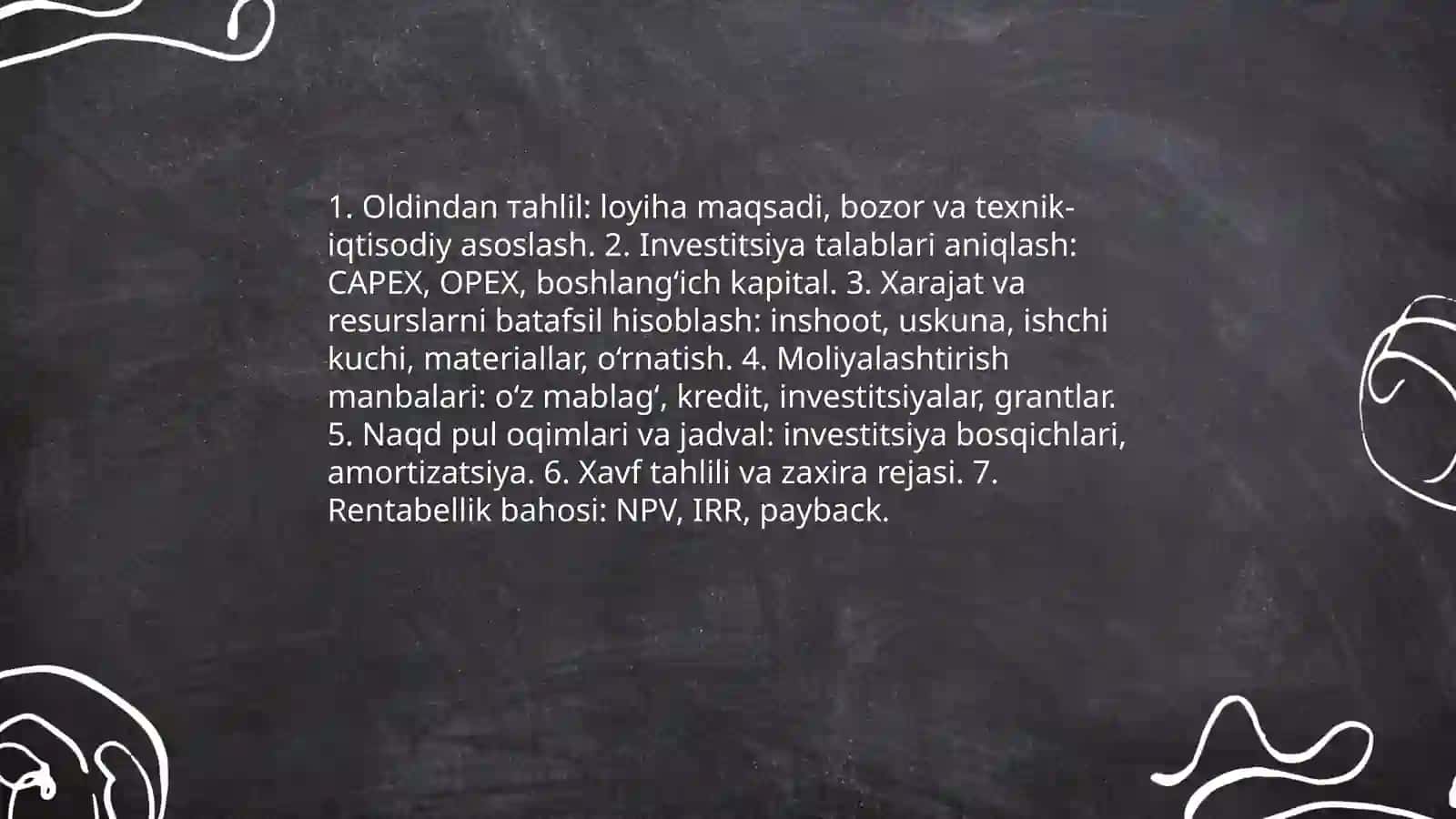 Лойиханинг инвестицион бюджетини ишлаб чиқиш 4