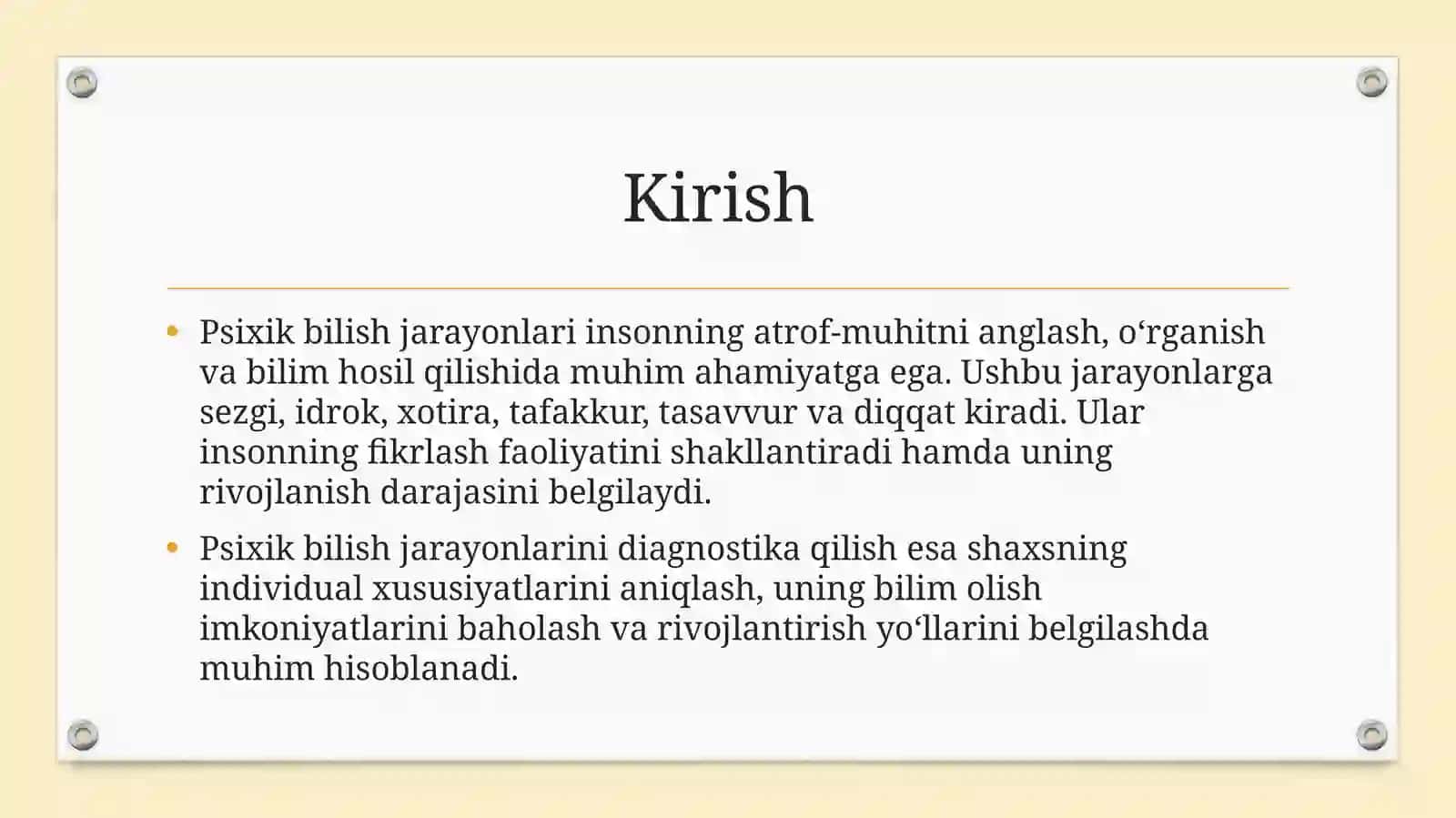 PSIXIK BILISH JARAYONLARI DIAGNOSTIKASI 4