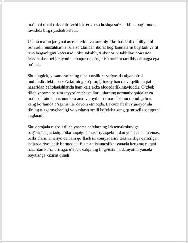 O'ZBEK TILIDA YASAMA SO'ZNING LEKSEMALASHUVI 4