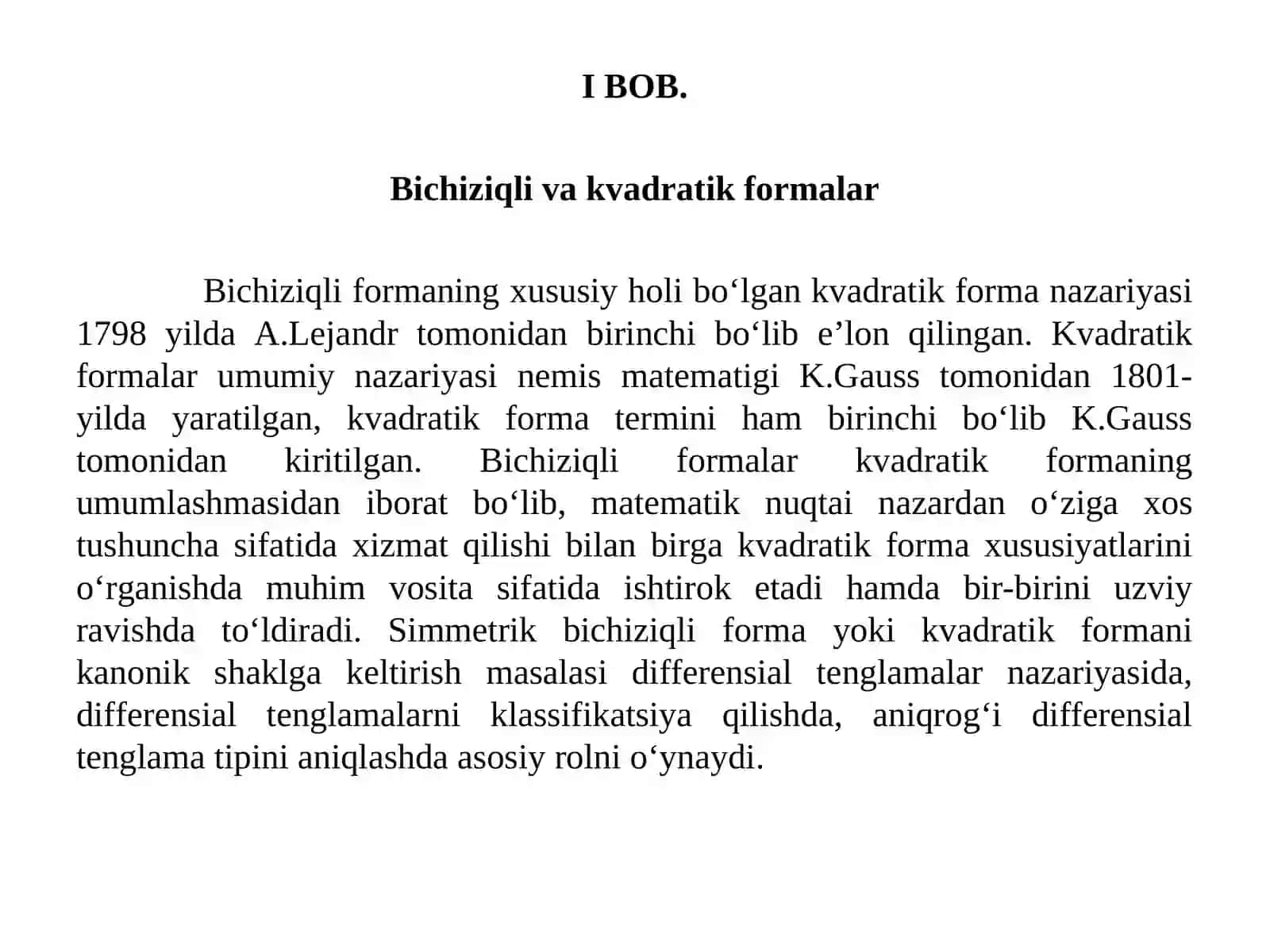 Bichiziqli va kvadratik formalar 4