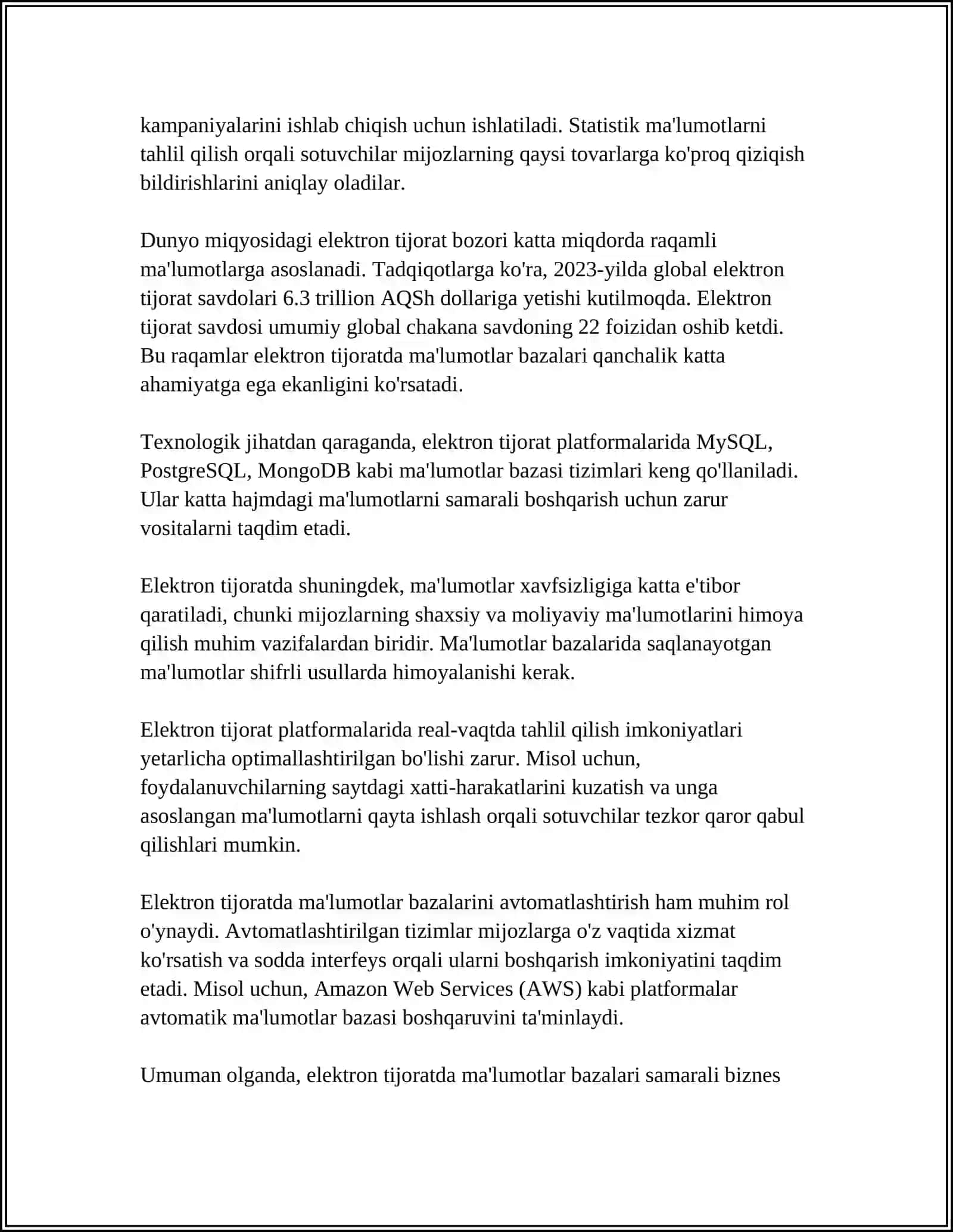 MA'LUMOTLAR BAZASINING KUNDALIK HAYOTDA QÒLLANILADIGAN MISOLLARI 4